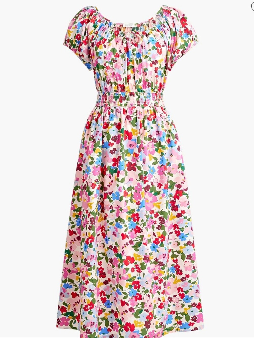 J. Crew Floral smocked-waist midi dress Size XS Pink